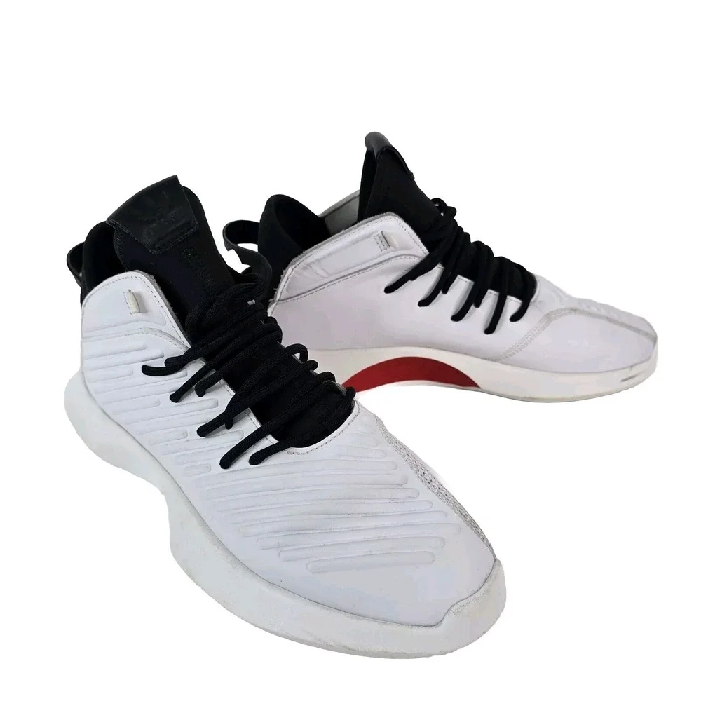 Adidas Crazy 1 ADV AQ0320 White Black Red Leather Basketball Shoes Mens Size 8.5